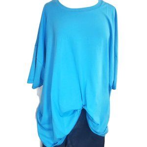 Plus Size Boyfriend T Shirt Womens Oversized Drop Shoulder Blue 1X 2X